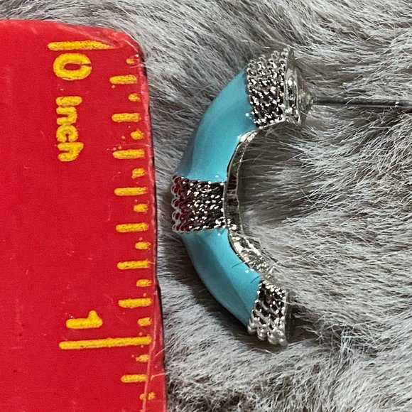 Landau silver and turquoise enamel earrings - Picture 6 of 6